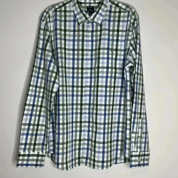 J.Crew Flex Washed Green And Blue Checkered Shirt - Picture 1 of 9